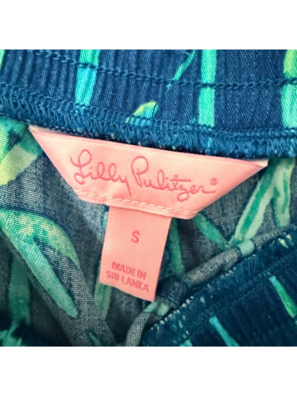 Lilly Pulitzer Blue Green Bamboo Blouse Pant Set Womens Size XS/S - Picture 9 of 13